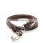 handmade stainless steel bracelet nautical leather rope bracelet for men and women