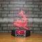 Modern 3d acrylic table lamp with digital clock illusion lamp base for kids/gift