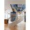 Round wood staircase / modern stainless steel curved stair