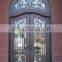 Cheap Price handmade grill design double front wrought iron door gate with transom
