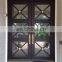 french front entry black metal storm security hinges flat top new villa house wrought iron double door with glass