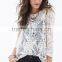 Autumn Ladies White Sheer Embroidered Mesh Tops