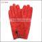 Basic and classic ladies Red sheep suede gloves with black button