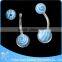 BR01822 nickel free blue resin ball cheap price silver color bar belly button rings