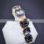 Bridal Wedding Jewelry Blue Square Shape Crystal Gold Chain Bracelet