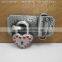 Customized new design man flat belt with metal plate buckle