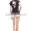 China Supplier Hot Sale Custom 3D Printing Skull Black Branded Woman T-shirt