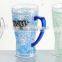 promotion FDA double wall plastic gel ice mug with the handle,freezer mug,frosty mug