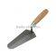 20cm Gauging trowel with wooden handle, metal end cap, carbon steel blade