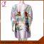 2603 Short Design Girl Pattern Women Silk Kimono Robes