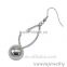 polish ball stainless steel chain hanging earrings