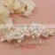 Elegant Silver Clear Crystal Pearls Flower Wedding Hair Comb Bridal Hair Accessorie