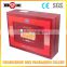 Red paper package box with yellow satin