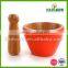 High quality Kitchen bamboo wood Mortar and Pestle set FDA