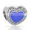 X347C Wholesale Crystal Charm Custom Blue Enamel Initial Charm