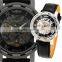 Men Luxury Skeleton Dial Mechanical Leather Hand-winding Wrist Watch