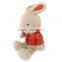 cheap custom plush rabbit toys in red clothes