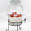 Glass Beverage Dispenser Water Bottle With Iron Stand Glass Lid 6L