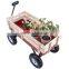 OUTDOOR WAGON ALL TERRAIN PULLING KID CHILDREN GARDEN CART W/WOOD RAILING RED
