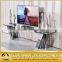 Fancy design tv stand clear glass top with silver base