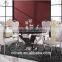 AH6603 modern round rotation stainless steel dining table with marble top