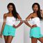 2017 Fashion Women's Clothing 100% POLYESTER RUFFLE HEM SOLID CHIFFON SHORTS Women For Summer