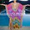 Long Purple digital print crystal embellished kaftan CAFTAN tunic poncho blouse