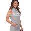 women vest waistcoats with hooded sleeveless half-zip hoodie white and gray color