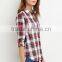 New style women plaid casual shirt cheap women blouse