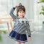 S60646B 2017New Autumn Girls Striped Dress Children Sailor Collar Korean Style Ruffles Dress Kids Navy Style Clothes