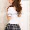 Juqian 2016 Young girl sexy school uniform pleated skirt and lace shirt beautiful adult sexy school girl uniform