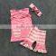 girl boutique outfit ruffle bottom pants for baby girls cheap wholesale ruffle clothing pink stripes with matching headband