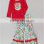 charming kids santa claus applique ruffle christmas cotton girls sets