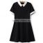 Black Dress White Collar Summer Cute Peter Pan Collar School Preppy Style Dresses Zipper Short Sleeve Brand Vestidos Femininos
