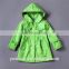 2017 Wholesale OEM Green Children Waterproof Rain Coat High Quality Kids Raincoat
