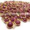 Sterling Silver Bezel Connector, Dyed Ruby Bezel With Gold Plated of SAC4041BC