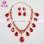 P-9054 Children and adult red belly dance necklace earring set jewelry