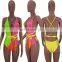 Women Sexy Patchwork One Piece Swimsuit Hollow Out Brazilian Bikini Swimwear Monokini Bathing Suit Push Up Backless Beachwear