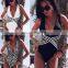 Summer stock black halter V-Neck cross elastic lady bathing suit 5 colors women bikini one piece swimsuit