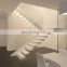 White finish wood  step led stairs with tempered glass balustrade