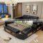 Modern White Bedroom Furniture Leather Bed with Speaker USB Charger Massage Smart Sofa Bed