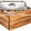 1.6 Gal Smell Proof  Rust Proof Stainless Steel Insertt Bin  Acacia Wood Box kitchen compost bin for counter top