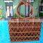 Square Summer Bohemian Bag Square Rattan Top Handles Bag Unique Design