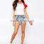 2015 wholesale ladies 100% cotton T-Shirt With Contrast Colour