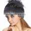 QD80241Hot New Products For 2015 Rex Rabbit Fur Hat With Silver Fox Fur