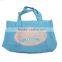 European style light blue canvas folding shopping bag simple high quality tote bag