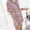Wholesale Summer Silky stripe Soft Satin Ladies Pajamas /Girls' PJ set
