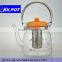 Clear high borosilicate glass tea pot set with SS filter