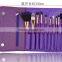 2016 new product 10 pcs purple makeup brush set with frosted ferrule