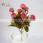 7 heads small artificial camellia silk flower in autumn colors